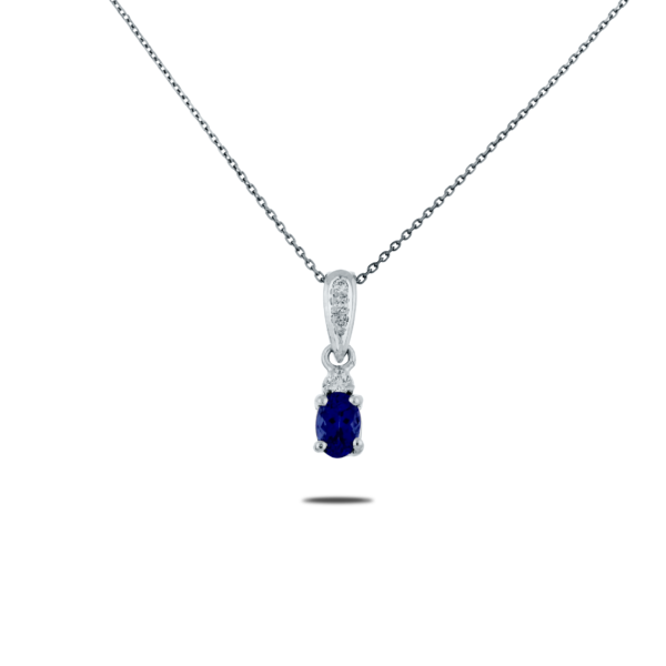 0.59ct Tanzanite & Diamond 14K WG Oval Dangle Pendant