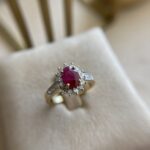 1.10ct Ruby & Diamond 14K YG Burst Halo Ring - Image 6