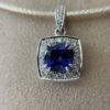 4.34ct Tanzanite & Diamond 14K WG Large Cushion Pendant - Image 3