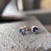 0.79ct Tanzanite & Diamond 18K WG Halo Stud Earrings - Image 3