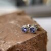 0.79ct Tanzanite & Diamond 18K WG Halo Stud Earrings