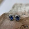 1.96ct Blue Sapphire & Diamond 18K WG Halo Point Stud Earrings - Image 6