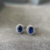 1.96ct Blue Sapphire & Diamond 18K WG Halo Point Stud Earrings - Image 4