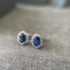 1.96ct Blue Sapphire & Diamond 18K WG Halo Point Stud Earrings - Image 3