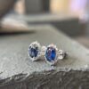 1.96ct Blue Sapphire & Diamond 18K WG Halo Point Stud Earrings - Image 2