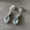 1.90ct Aquamarine & Diamond 14K WG Drop Hanging Earrings - Image 2