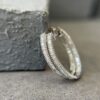 0.602ct Baguette Diamond 18K WG Oval Channel Hoop Earrings